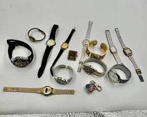 Large Mixed Estate Watch Lot Timex Westclox Quartz Digital Analog Mens Womens Repair Parts Vintage