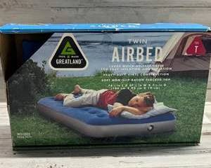 Twin Size Greatland Airbed Camping Mattress Soft Flocked Top Heavy Duty Vinyl with Repair Patch