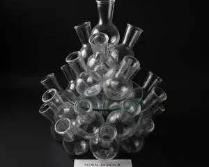 Vintage Glass Floral Design Seven Arranger Multi Vase Centerpiece Tiered Bud Vase Display Stand