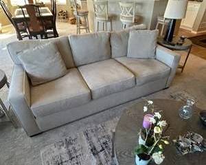 Modern 3-Seat Sofa – Neutral Beige Fabric, Clean Lines, 84” Long