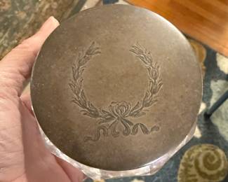 Sterling and glass dresser jar