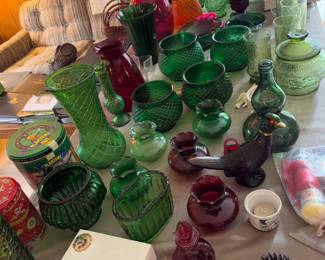 Red and green glassware