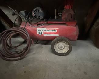 Air compressor, various gas cans 