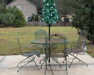 Nice vintage metal umbrella table set