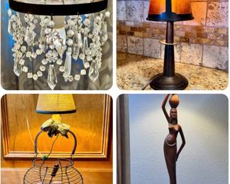 Crystal Chandelier and Lamps. Bid on Hibid - local pickup in Pinellas Park, FL.