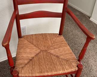 Wood chair with wicker seat