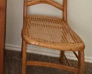 Wood chair, woven seat