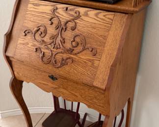 Antique clock and secretary 