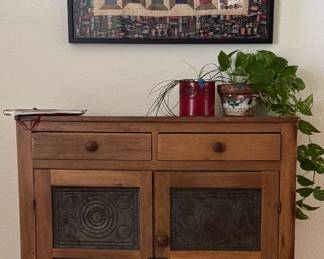 Primitive Pie Safe with Punched Tin Panels