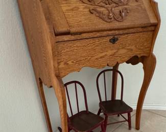 Antique Secretary, antique child’s chairs
