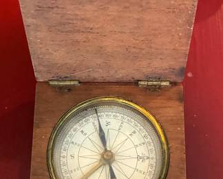 Vintage compass wood case