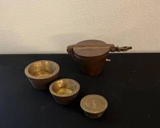 Antique Brass Nesting Apothecary Scale Weights/Measures Cups