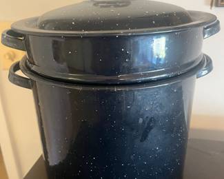 Vintage Enamelware Stock Pot with Strainer