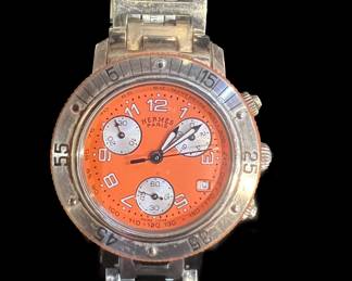 Hermès Clipper Chronograph Diver Watch
with Orange Face