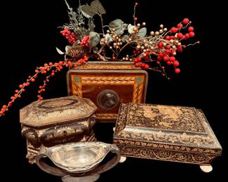 Antique Trinket Boxes, Tea Caddies, and Jewelry Boxes