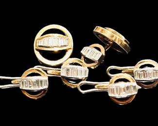 David Webb Yellow Gold & Diamond Men's Dress Set