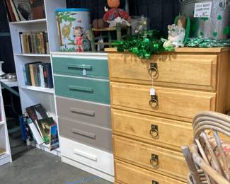 Dressers, St Pat's decorations, books and book cases