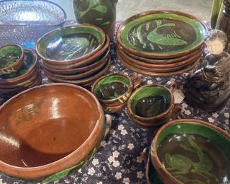 Clay hand painted dish set