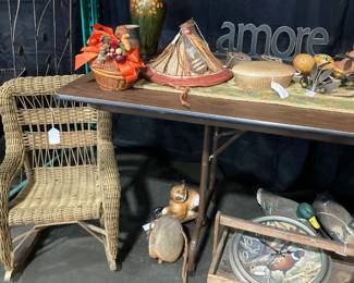 Child's wicker rocker, fun accessories
