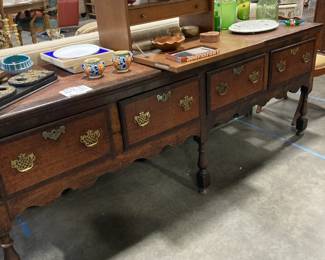 Very old buffet with 4 drawers, accessories , wood desk top organizer, accessories