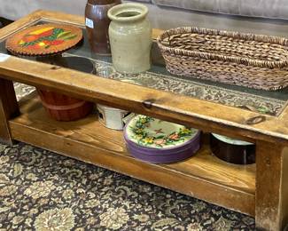 Rustic Coffee Table with glass top
