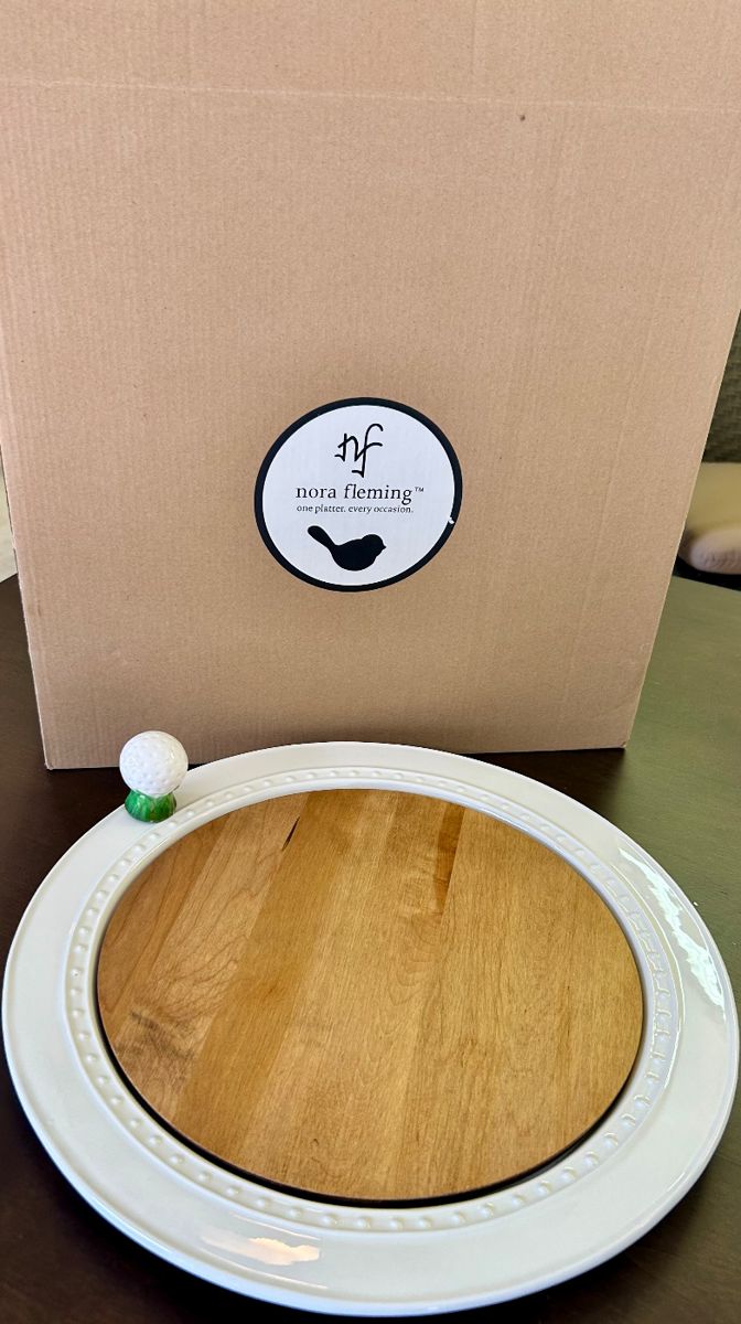 Nora Fleming 14” Retired Pearl Dot Platter + J.K. Adams Charcuterie Board w/ Box $195