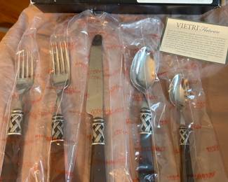 Bugatti By Vetri Aladdin Antq Tortoise Shell 5Pc Set 18/10 SS Acrylic Handle NIB $75/ 5pc place setting; 8 place settings available