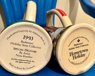 2 Budweiser Holiday Steins $20ea