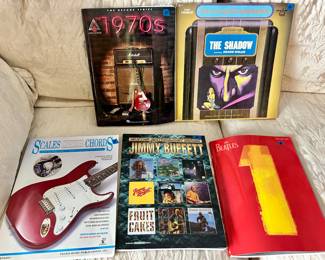 New guitar music books: Beatles, Jimmy Buffet, 1970’s.
Vntg Orson Wells “The Shadow” record album $10