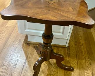Burle Wood Pedestal 14sqx22”h Accent Table $75