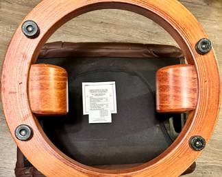 J.E. Ekornes Norway Brown Leather Stressless recliner /swivel Chair with teak base & matching Footrest $950