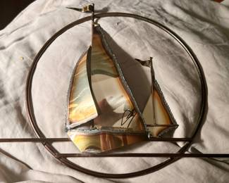 Signed Metal Sailboat Art $18