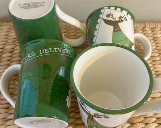 Set of 4 Home Collection By St. Nicholas Square “Special Delivery” Reindeer Mugs $36