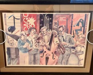 Signed Terry O. Luc Caricatures Chicago Jazz
38“ x 29 signed by musicians portrayed $550.