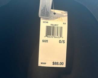 New Michael Kors black ladies brimmed hat w/ silver chain accent trim. $45