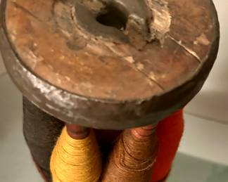 antique wooden textile mill bobbins with holder $60 ea