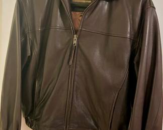 Vntg Andrew Marc New York Brown Leather Bomber Jacket Men's Sz Medium Lined $125