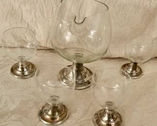 5pc Brandy Snifter Set Newport Sterling Cement filled Base Reinforced 1610 VTG $60