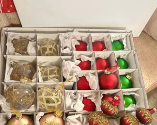 Box of Frontgate ornaments $95.
3 boxes available at $95 ea
