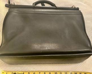Coach black leather 2 section, shoulder strap briefcase 18”w $75