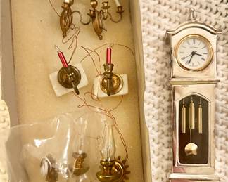 Dollhouse miniatures
Silver clock $20
Sconce wall light fixture wired to work $5ea