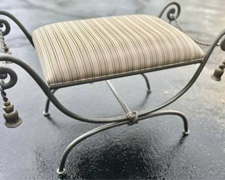 Ethan Allen 35wx21h Vanity Bench w/ upholstered Seat, pewter colored heavy metal frame $115