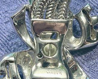 Mazer vintage rhinestone bow bracelet with triple snake side chains, rhinestone clasp & safety chain $95