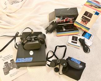 Polaroid instant mobile printer )35
Sears Vntg quick focus binoculars Caps/Case $50
Bushnell Field Binoculars with Case/caps $25