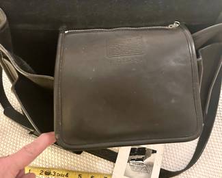 Coach black leather 2 section, shoulder strap briefcase 18”w $75