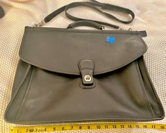 Coach black leather 2 section, shoulder strap briefcase 18”w $75