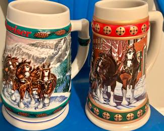 2 Budweiser Holiday Steins $20ea
