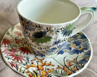 Gien France Tamarin Floral Patterns tea cup set.
$25/ 2 pc set. 10 sets available