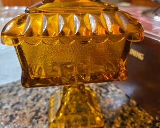 Vintage Jeannette Amber Candy Dish