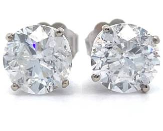3.01 Carat Natural Diamond 14K White Gold Stud Earrings